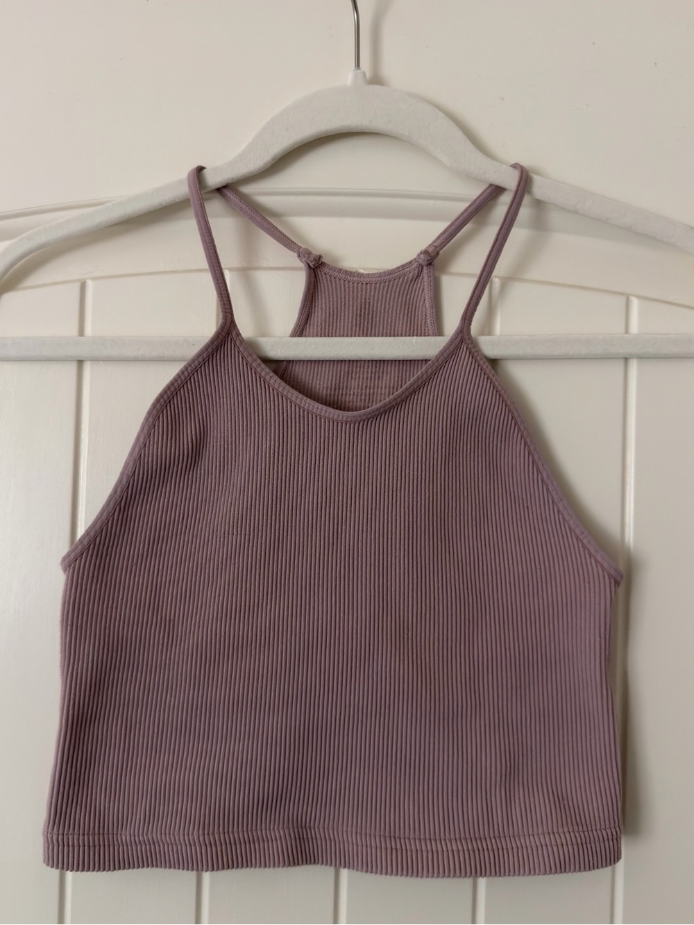 Free People Movement Ribbed High-Neck Cropped Tank Top - Mauve
